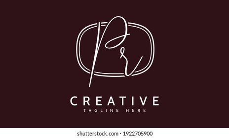 PR Initials, handwriting logo vector