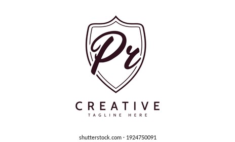 PR Initials, handwriting logo vector
