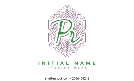 Pr Initials, handwriting logo vector