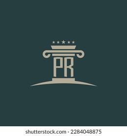 PR initials law of justice logo vector design template