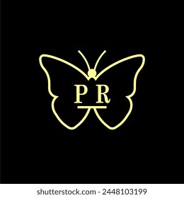 PR Initials Luxury Butterfly logo Vector illustration