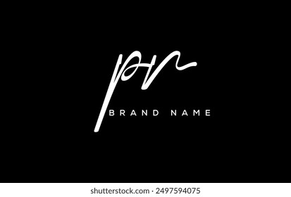 PR letter beauty handwriting vector logo. 