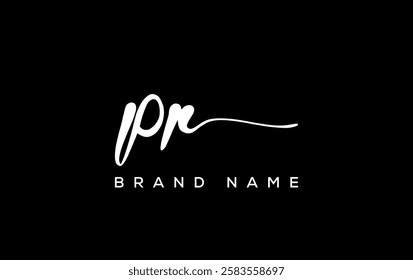 PR letter beauty handwriting vector logo. 
