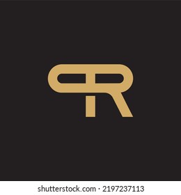 PR letter gold tech industry logo vector image
