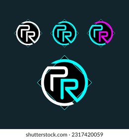 PR letter logo design with circle