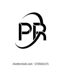 PR Letter Logo Design. Initial letters PR logo icon. Abstract letter PR P R minimal logo design template. P R Letter Design Vector with black Colors. pr logo