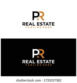 PR Letter Logo Design Template Vector. Letter PR logo real estate