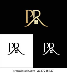 PR Letter Logo Design Template Vector. Letter PR logo real estate