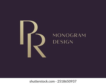 PR letter logo icon design. Classic style luxury initials monogram.