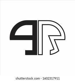 PR Letter logo monogram with oval shape negative space design template white background