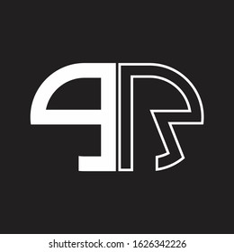 PR Letter logo monogram with oval shape negative space design template