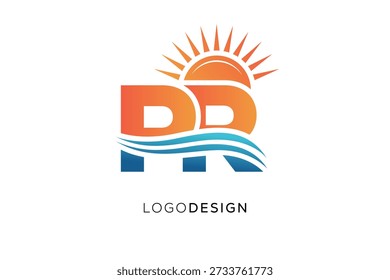 PR Letter Logo Monogram Sun Wave Diseño de marca moderno