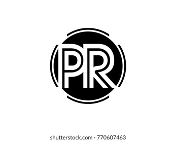 PR letter logo round black