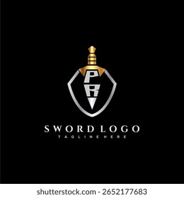 PR letter luxury monogram for shield and sword style image