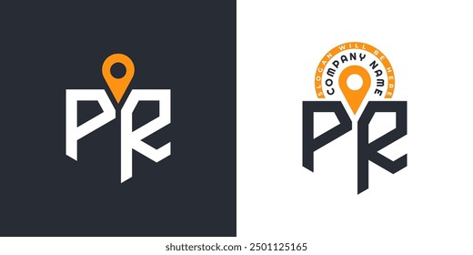 PR Location Logo Bundle. Letter PR Logo Dual Vector Icons for Recruitment and Navigation