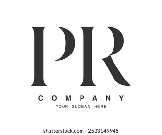 PR logo design. Initial letter p and r serif font style. Creative classic company name typography. Trendy logotype or identity. Vector illustration.