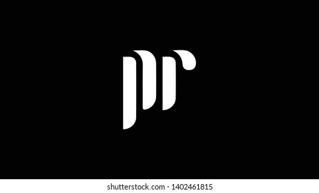 PR logo design template vector illustration minimal design