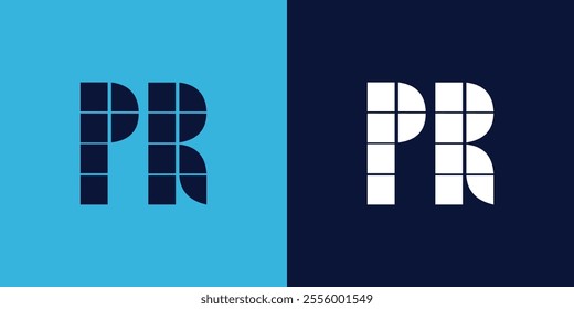 PR logo design with tile shape. Minimalist and modern vector illustration design suitable for business or brand