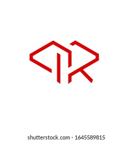 PR logo design vector sign template