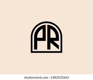 PR logo design vector template