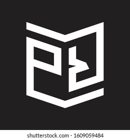 PR Logo Emblem Monogram With Shield Style Design Template Isolated On Black Background