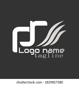 PR logo. Illustration of "PR" typeface logo isolated on black background. vector