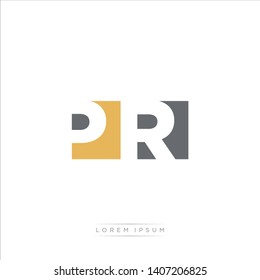 PR Logo Letter with Modern Negative space - Brown and Grey Color EPS 10