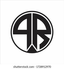 PR Logo monogram circle with piece ribbon style on white background