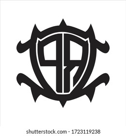 PR Logo monogram isolated with frame shield shape design template