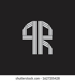PR Logo monogram with outline style linked isolated on black background