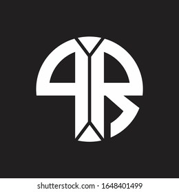 PR Logo monogram with piece circle ribbon style