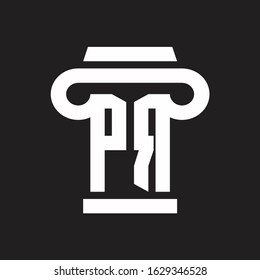PR Logo monogram with pillar style design template