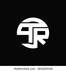 PR Logo monogram with rounded line swipe design template on black background