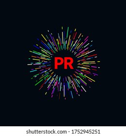 PR-Logo. Öffentlichkeitsarbeit Symbol. Vektorgrafik