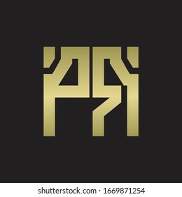 PR Logo with squere shape design template with gold colors