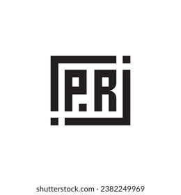 PR minimalist geometric symbol logo in high quality professional design that will print well across any print media