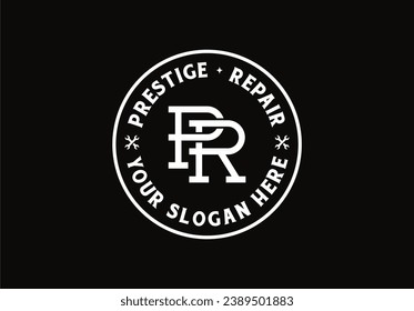 PR Monogram Initial Letter Badge Logo Design for your brand identity