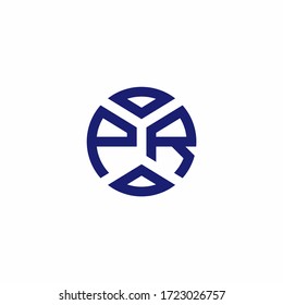 Logo de monograma PR con formas abstractas en plantilla de diseño de estilo moderno
