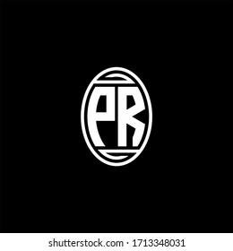 PR monogram logo isolated on oval rotate shape design template