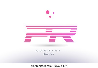 pr p r alphabet letter logo pink purple stripes lines creative text dots company vector icon design template