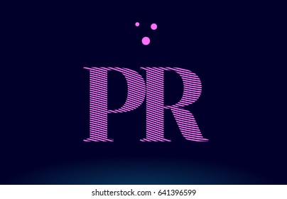 pr p r alphabet letter logo pink line stripes magenta purple blue font creative text dots company vector icon design template