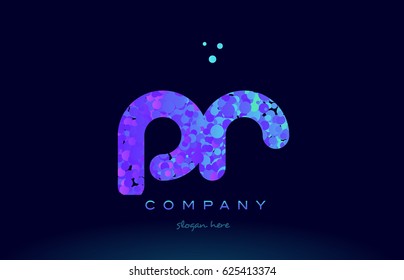 pr p r alphabet pink blue bubble circle dots creative letter company logo vector icon design template