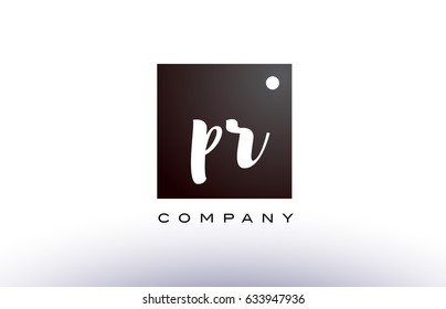 PR P R black white handwritten handwriting alphabet company letter logo square design template dot dots creative abstract