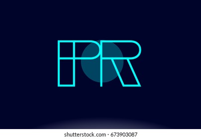 pr p r blue line circle letter logo alphabet creative company vector icon design template