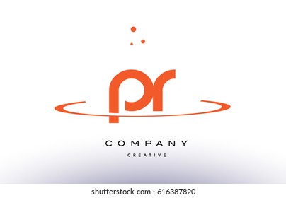 PR P R creative orange swoosh dots alphabet company letter logo design vector icon template