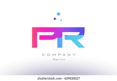 pr p r  creative pink purple blue modern dots creative alphabet gradient company letter logo design vector icon template