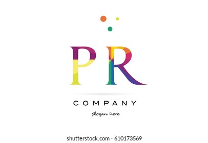 pr p r  creative rainbow colors colored alphabet company letter logo design vector icon template