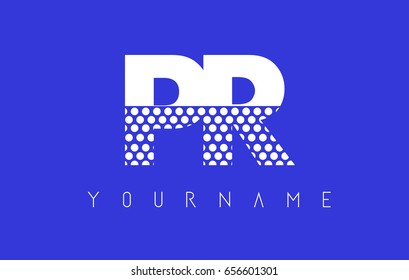 PR P R Dotted Pattern Letter Logo Design Vector with Blue Background.