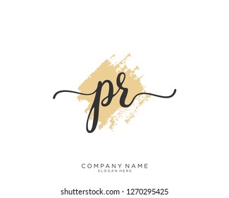 PR P R Initial handwriting logo vector 