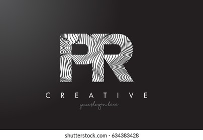 PR P R Letter Logo with Zebra Lines Texture Design Vector Illustration.